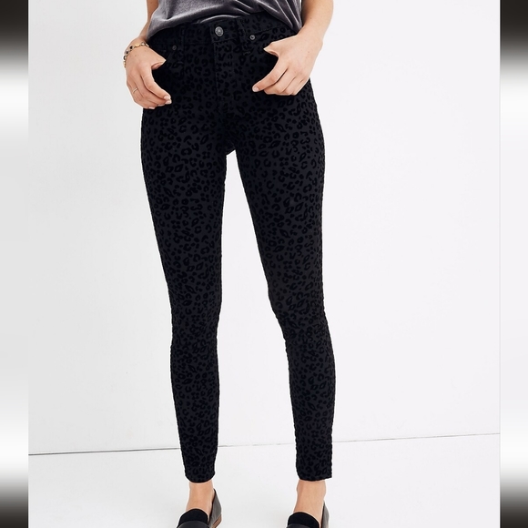 NWOT! Madewell 9" Mid-Rise Skinny Jeans Flocked Leopard Edition Size 26 Waist - Picture 2 of 11